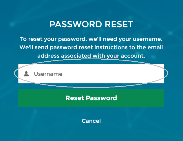 Email showing username for password reset